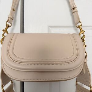 Zara Cream Crossbody Bag with Gold Accents